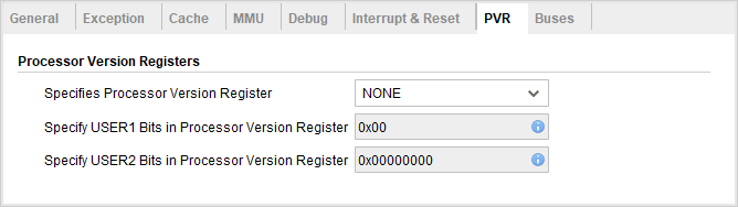 MicroBlaze Processor Version Registers (PVR) configuration used to select the static implementation detail register available at runtime.