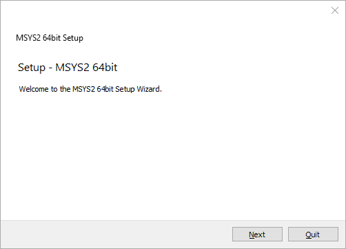 MSYS 2 installer welcome screen.