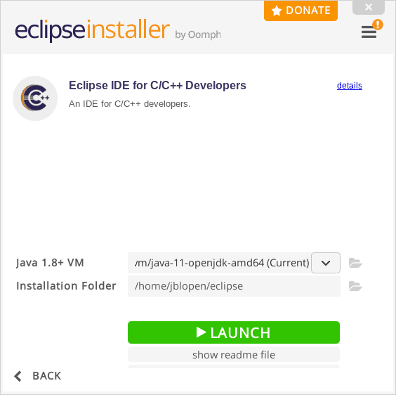 Eclipse installation is complete and ready to launch.
