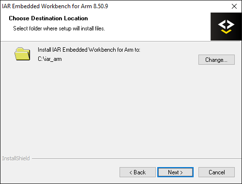 Installation path dialog showing the currently selected installation path with option to select another path if desired.